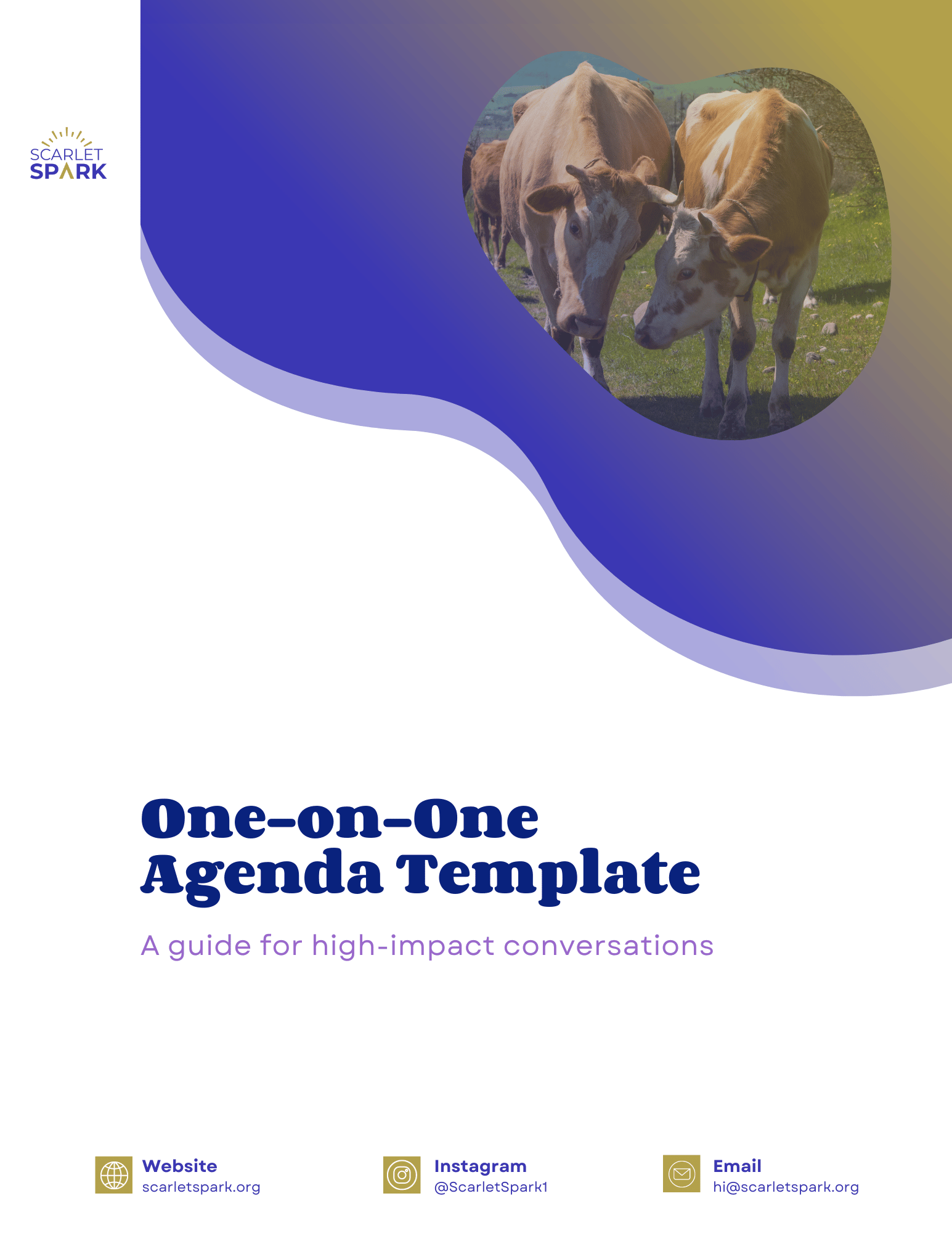 One-on-one Agenda Template Cover Image with two cows looking at one another